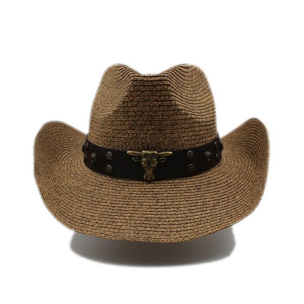 

cloches women men hollow straw western cowboy hat, Blue;gray