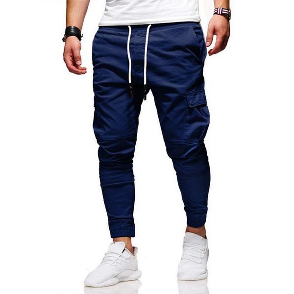 

men's pants men thin fashion casual jogger 2021 streetwear cargo multi-pockets trousers fitness gyms sweatpants mens, Black