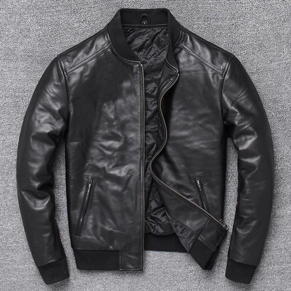 

men's leather & faux genuine jacket men style sani air 2021, Black