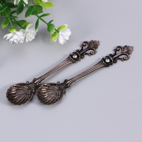 

spoons 8pcs vintage coffee dessert spoon mixing stirring tea for home party cafe bar (red bronze)