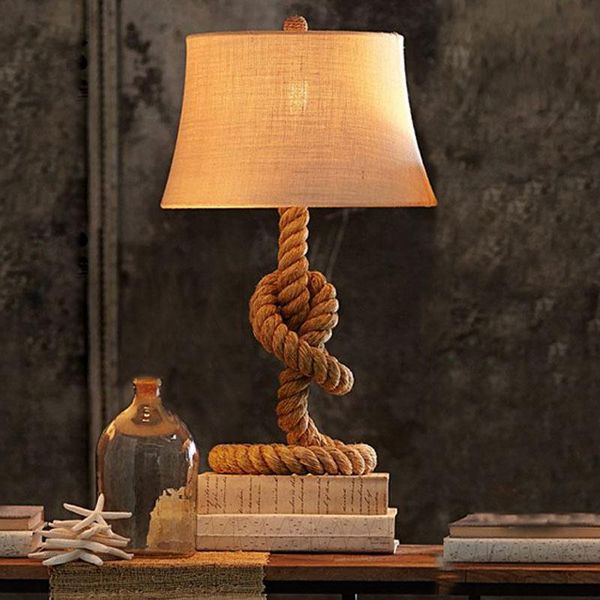 

vintage rope led table lamps for bedroom mediterranean study cafe light fixtures nordic living room deco bedside desk lamp