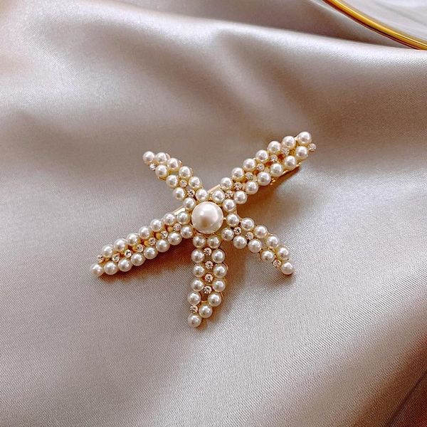 

hair clips & barrettes sweet romantic starfish pearl hairpin headdress ins girl retro french simple clip side fashion jewelry, Golden;silver