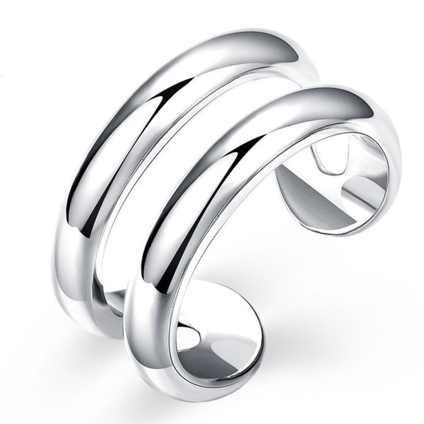 

personalized two line open jewelry silver plated female ring, Black
