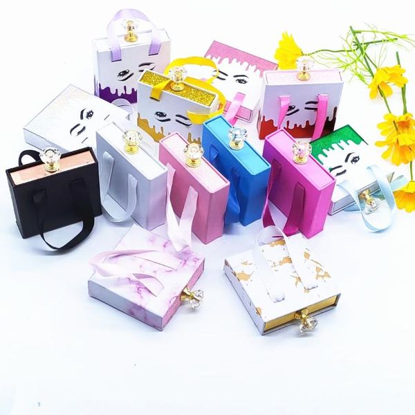 

false eyelashes lash case lashes package wholesale eyelash empty box candy packaging tray crystal handle print logo