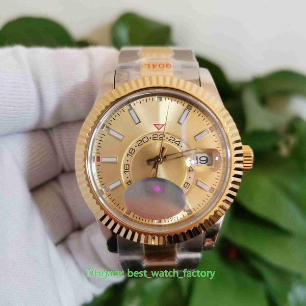 

noobf perfect version watches 42mm sky-dweller 326933-0001 gmt month red dot workin 18k gold cal.9001 movement mechanical automatic mens wat, Slivery;brown