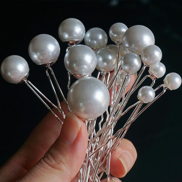 

woman u-shaped pins wedding pearl hair clips stick alloy hairpin for bridal jewelry tiara accessories hairstyle design tools, Slivery;golden