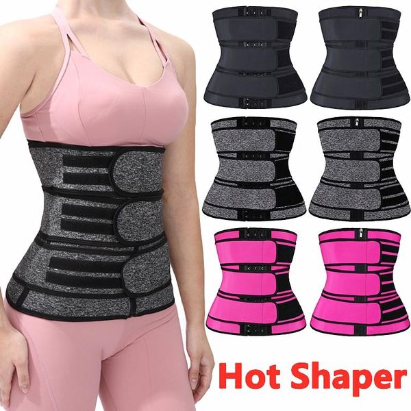

women's shapers 3 belt women slimming body shaper waist trainer corset colors neoprene sweat workout trimmer s-3xl, Black;white