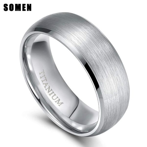 

wedding rings 8mm silver color titanium ring matte design edge polished for women bands simple style christmas gifts bague femme, Slivery;golden