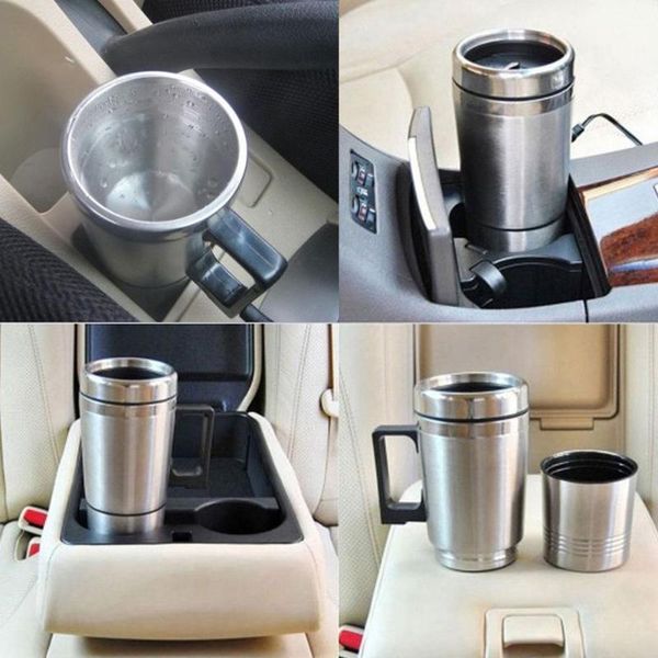 

car organizer 24v real-time temperature vehicle heating cup waterproof stainless steel kettle water heater mug travel 300ml
