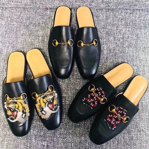 

flip mens beach letter classic slippers lazy lady size summer flops 100% leather flat slides suede designer women shoes sandals metal m xxsj, Black