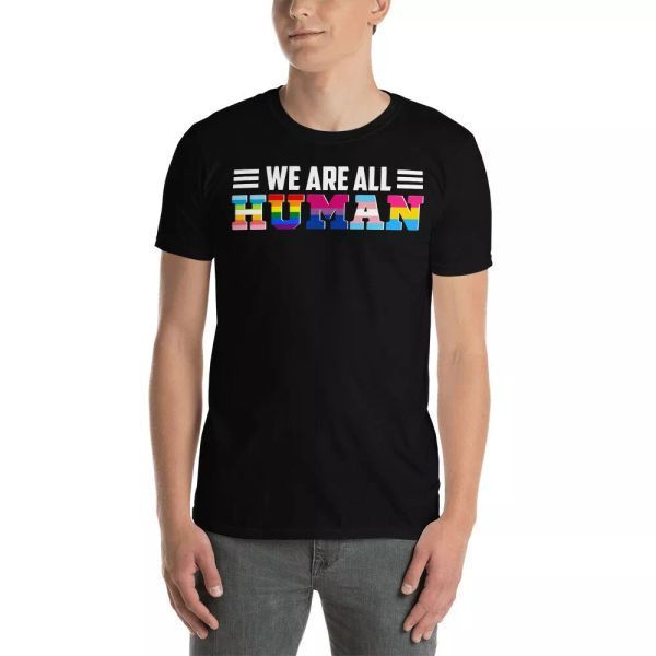 

we are all human cool pride lgbt transgender flags proud lgbt gay lesbian shirt, White;black