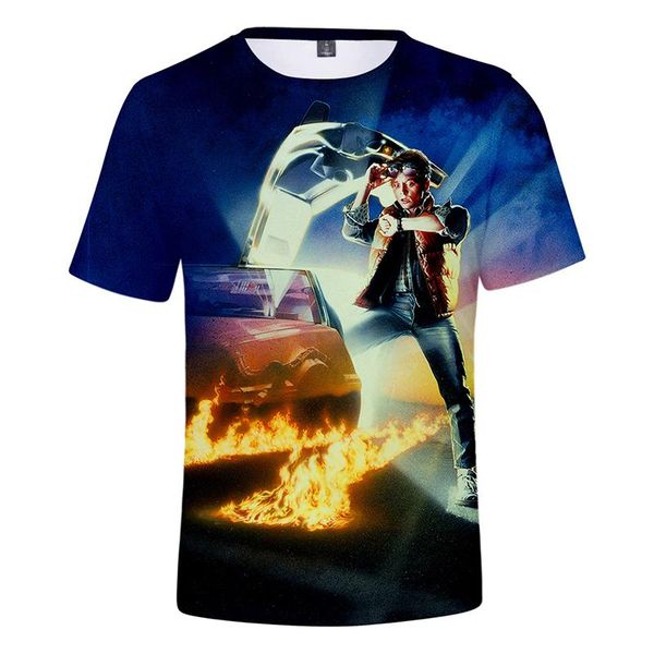 

men's t-shirts 2021 hip hop crew neck polyester camiseta hombre oversized t shirt animation back to the future 3d tie dye tee homme, White;black