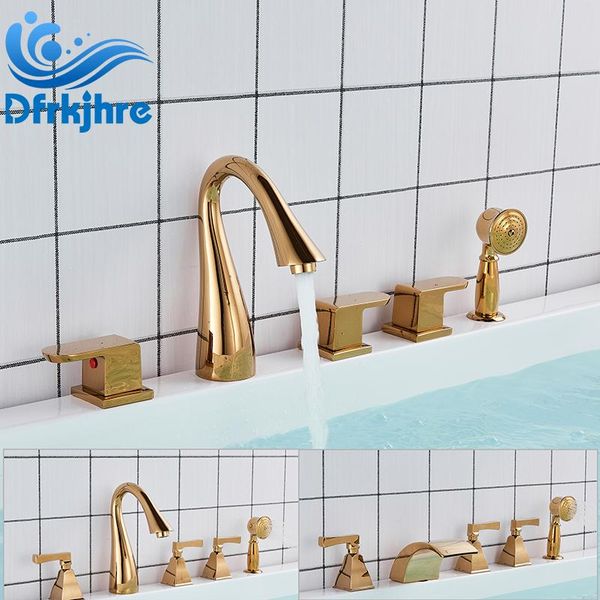 

pcs bathroom basin faucet golden mounted washbasin and cold water shower sets