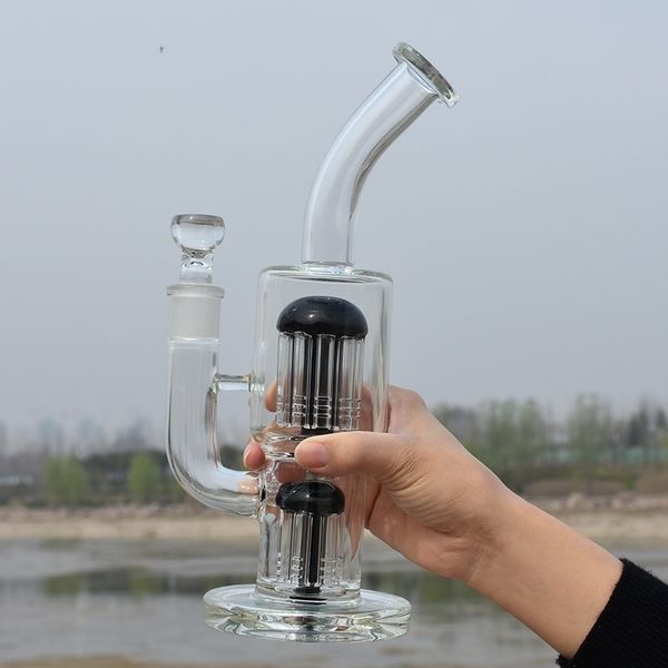 Pipa da fumo a forma di fungo da 11,4 pollici Narghilè trasparenti neri Collo spesso piegato Bong in vetro Olio Dab Rigs Percolatore Tubi dell'acqua Giunto femmina da 14 mm con ciotola Regalo fresco