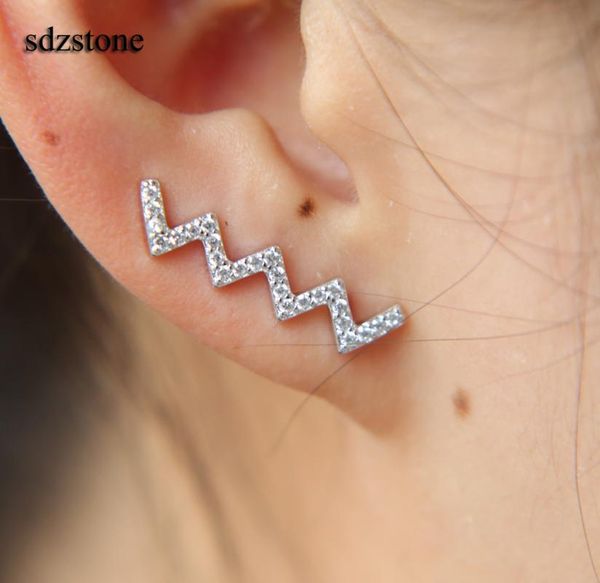 

stud 2021 fine 925 sterling silver micro pave cz women long earring, Golden;silver