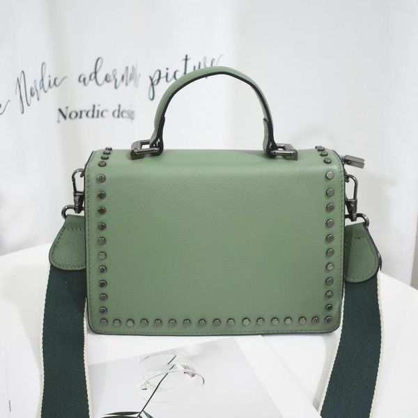 

design 2021 the new style fashion rivet genuine cow leather women hand one shoulder crossbody bag 22cm 6color