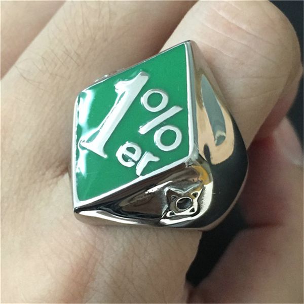 

3pcs/lot new design green color 1% biker ring 316l stainless steel fashion jewelry band party biker style ring, Silver
