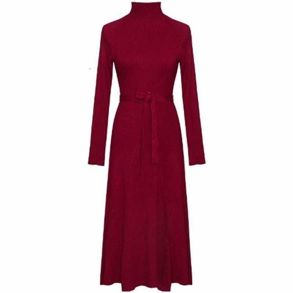 

casual dresses turtleneck long sleeve knitted cotton sweater women autumn winter female robe hiver streetwear elastic a-line 8pp3, Black;gray