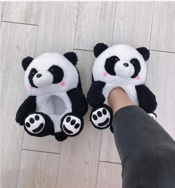 

kids cartoon lovely bear slippers cute animal winter warm plush children home flip flops soft fluffy girls house shoes, Black;grey