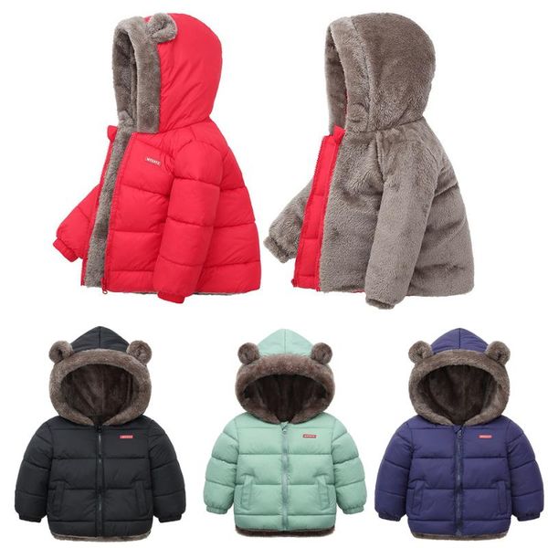 

down coat 2021 winter children warm cotton jackets girls clothes kids babys fleece collar coats baby for boys outerwears, Blue;gray