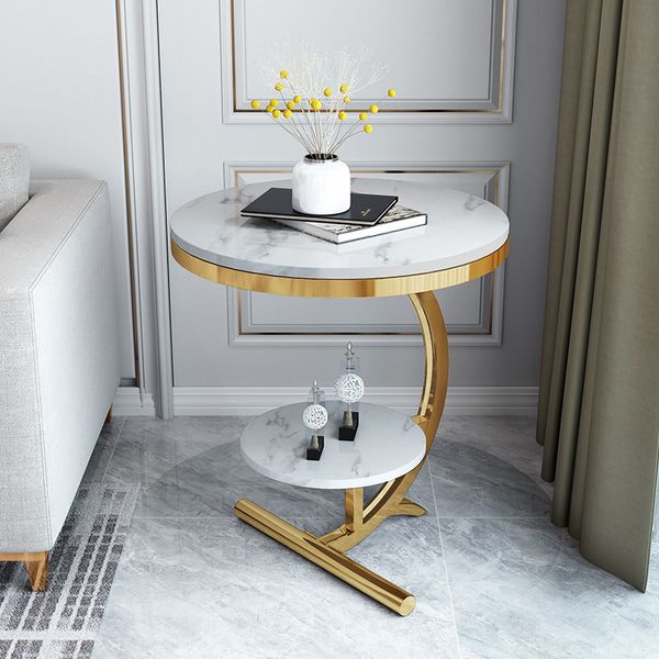

nordic light luxury marble coffee living room simple sofa side cabinet creative corner balcony mini round table