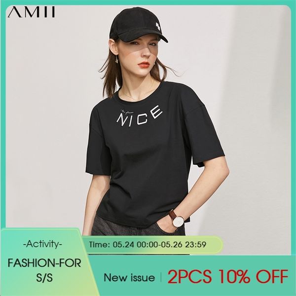 

minimalism summer women's tshirt fashion oneck letter printed loose causal female 12130184 210527, White