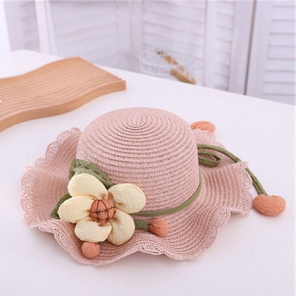 

wide brim hats 2021 fashion floral sun hat summer straw kids girls beach outdoor lovely panama sunscreen cap holiday travel, Blue;gray