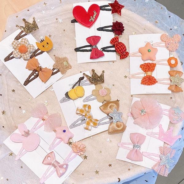 

hair accessories 5pcs/lot children kids lovely cat clip cute bow clips for girls barrettes crown hairpins, Slivery;white
