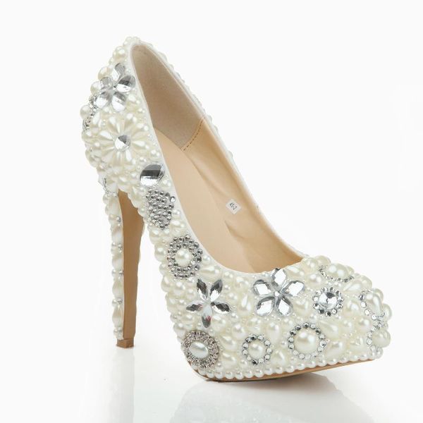 

dress shoes lsdn-1079 pearl wedding four-leaf grass water diamonds super high-heeled waterproof fine-heeled women's pumps, Black