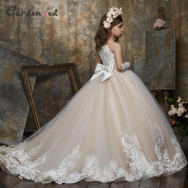 

girl's dresses lace ivory flower girl cute baby dress puffy princess for kids birthday party gown first communion, Red;yellow