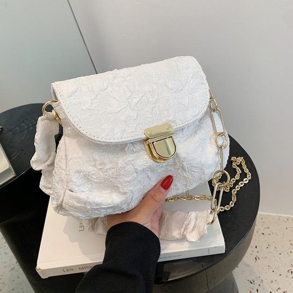 

evening bags luxury pleated women 2021 summer casual chain shoulder hand bag white ladies wrinkled girls small handbag purses