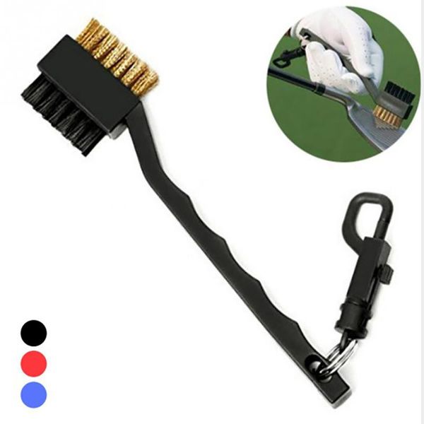 

golf training aids 2 sided brass wires nylon cleaning kit tool brush clip groove ball cleaner