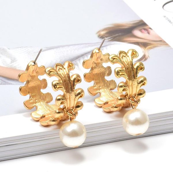 

dangle & chandelier elegant pearls earring for women gold color drop earrings jewelry statement metal brincos accessories, Silver