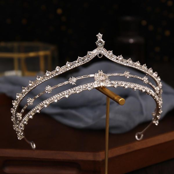 

hair clips & barrettes fashion bridal headwear retro rhinestones inlaid headband luxury tiara and crown for female wedding birthday accessor, Golden;silver