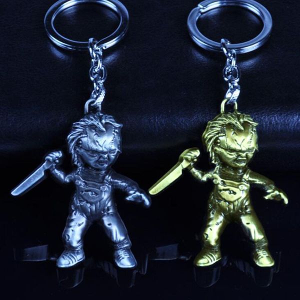 

10pcs/lot Jewelry Chucky Mask Keychain Alloy Key Ring For Mens Accessories