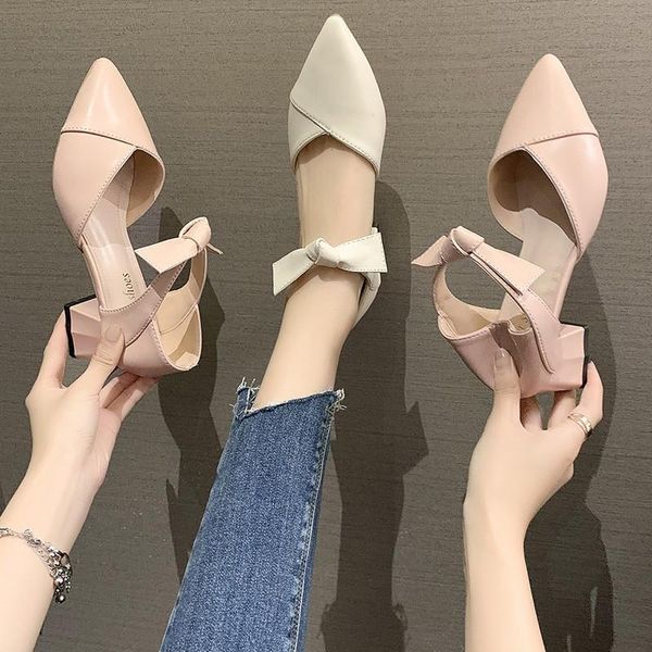 

dress shoes spring stlye women pumps high heels pointed toe thick heel pink, Black
