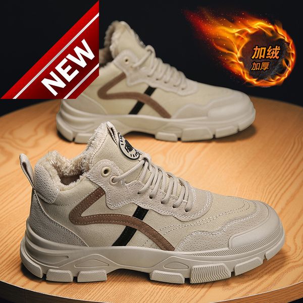 

snow boots men's winter plush thickened warm cold proof northeast shoes waterproof and anti-skid martin cotton, Black