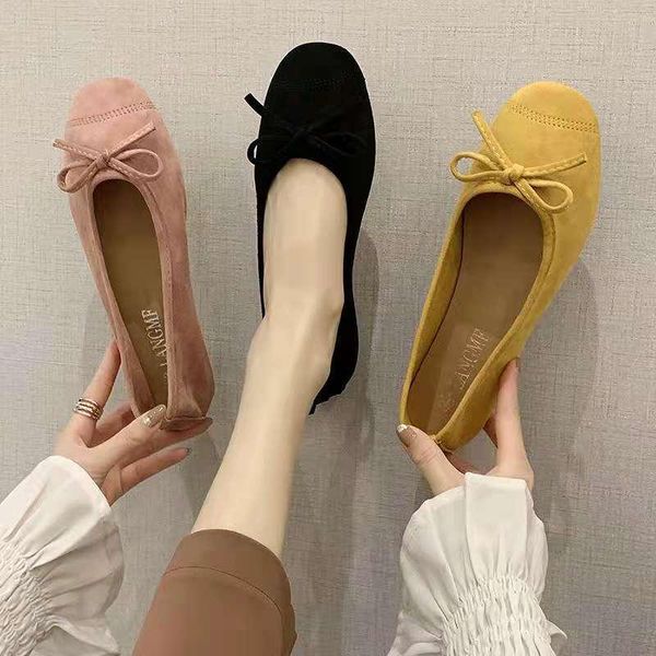 

sandals women summer flats heel candy color bow casual soft solid ballet shoes female close toe spring loafer square, Black