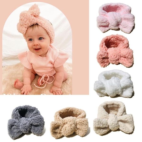 

hair accessories born baby headband warm thick plush hairband kids turban headwraps infant toddler winter accessory, Slivery;white