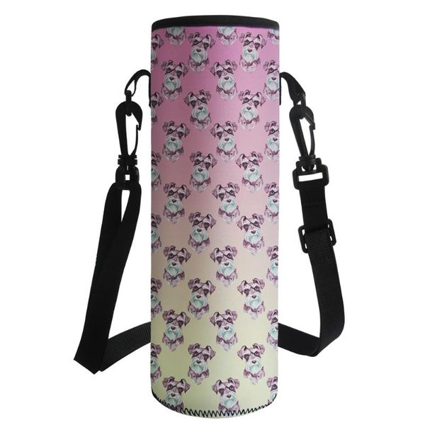 

water bottles cute schnauzer print bottle cover insulation shoulder bag pouch large capacity insulated sleeve bags