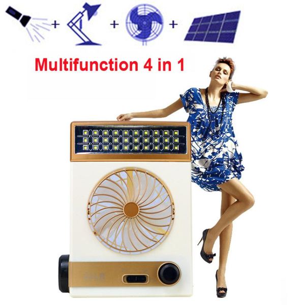 

electric fans a, multifunctional solar fan with led lamp for home outdoor usb/solar powered camping small portable ac110v-240v