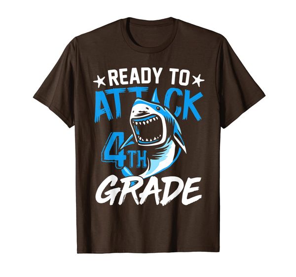 

ready to attack 4th grade boys back to school t-shirt, White;black
