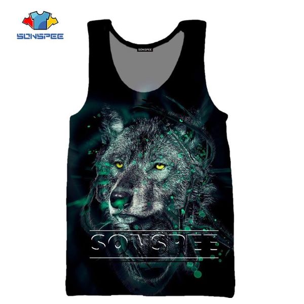 

men' tank sonspee 3d print men wolf vest animal snow scary lovely summer fashion special hip hop harajuku sleeveless large size top, White;black