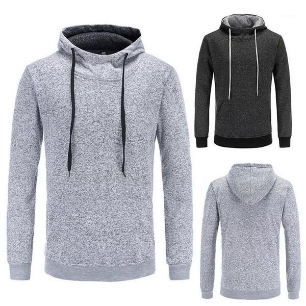 

men's hoodies & sweatshirts e-baihui solid casual thick pullover hooded sweatshirt autumn winter coat fashion warm loose sportswear str, Black