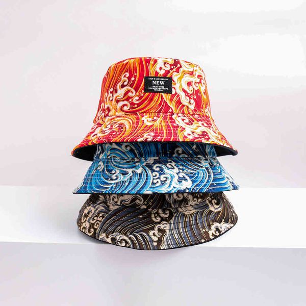 

new chinese double-sided fisherman men's women's spring summer spray tide brand surround hat foldable, Blue;gray