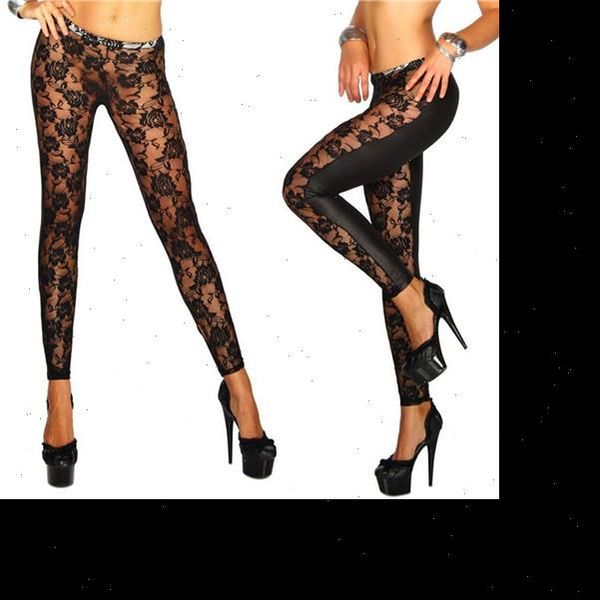 

fashion black rose floral lace women leggings faux leather pants girls gifts wholesale 1pcs
