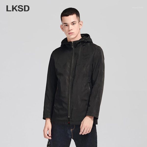 

men's trench coats lksd autumn winter coat men 2021 fashion zipper solid long jacket casual hooded male overcoat u140890064, Tan;black