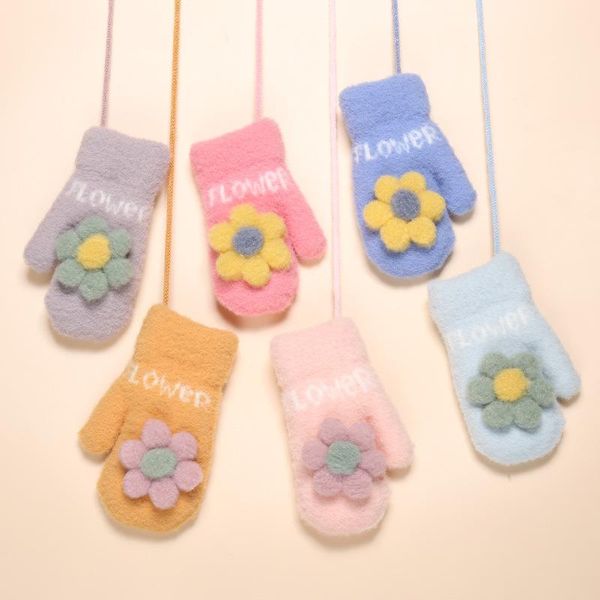 

children's mittens wecute 14*5.5cm child winter warm gloves for 3-8years baby girls plus velvet padded halterneck soft high quality, White