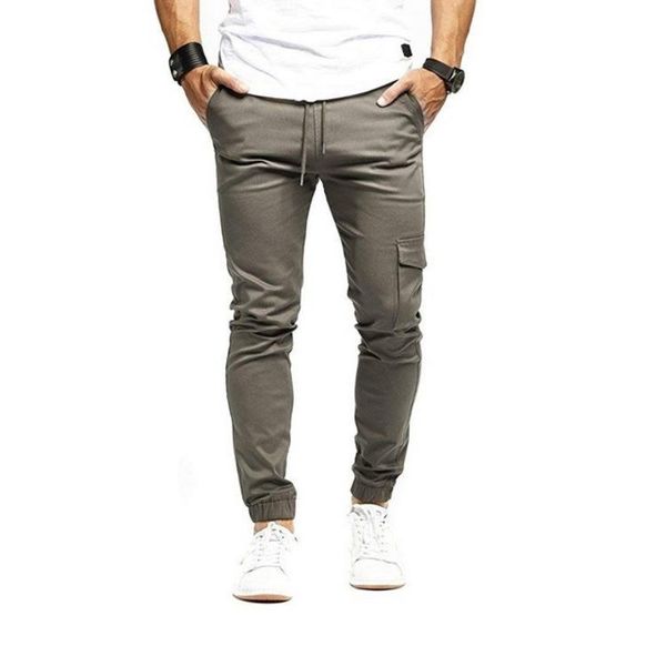 

men's jeans fashion large multi pocket closure pants, Blue