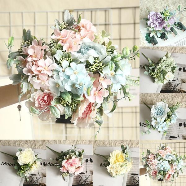 

decorative flowers & wreaths multicolor artificial big bouquet fake plastic plant home garden wedding valentines day decoration